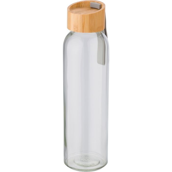 Promotional Glass Water Bottle with Bamboo Lid 600ml Promotional Glass Water Bottle with Bamboo Lid 600ml