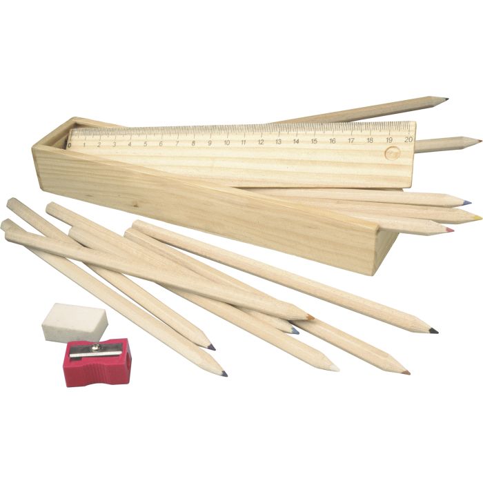 Promotional School Stationary Set In Wooden Case Promotional School Stationary Set In Wooden Case