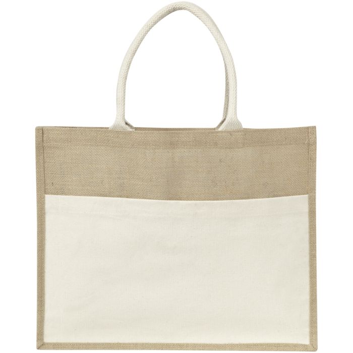 Branded Jute Bag With Front Pocket Branded Jute Bag With Front Pocket