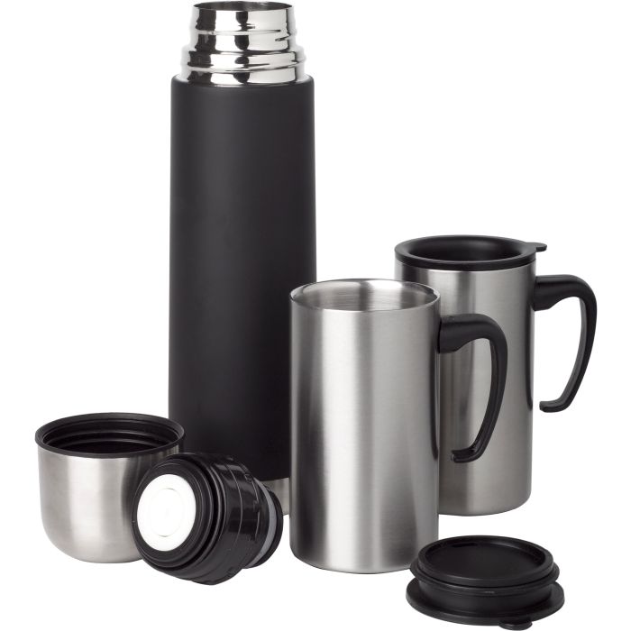 Promotional Steel Vacuum Flask & Mugs Set-BOUNCE CREATIVE DESIGNS Promotional Steel Vacuum Flask & Mugs Set-BOUNCE CREATIVE DESIGNS