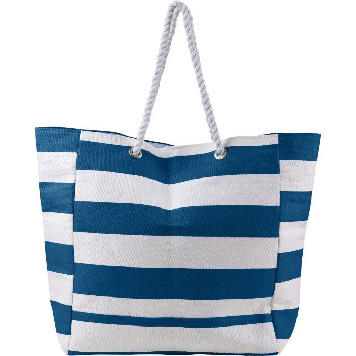 Promotional Blue & White Striped Cotton Beach Bag Promotional Blue & White Striped Cotton Beach Bag
