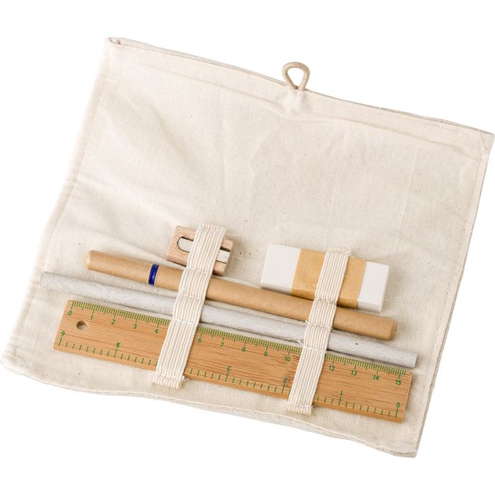 Promotional Stationary Set In Cotton Roll Up Pouch Promotional Stationary Set In Cotton Roll Up Pouch