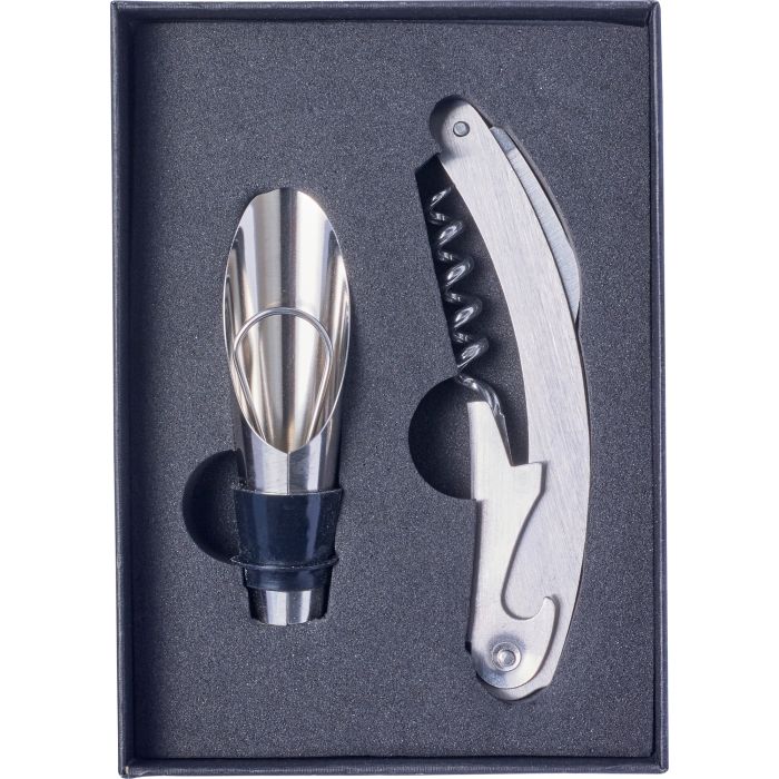 Wine Set, 2pc Waiters knife And Bottle Stopper With Pouring Spout Wine Set, 2pc Waiters knife And Bottle Stopper With Pouring Spout