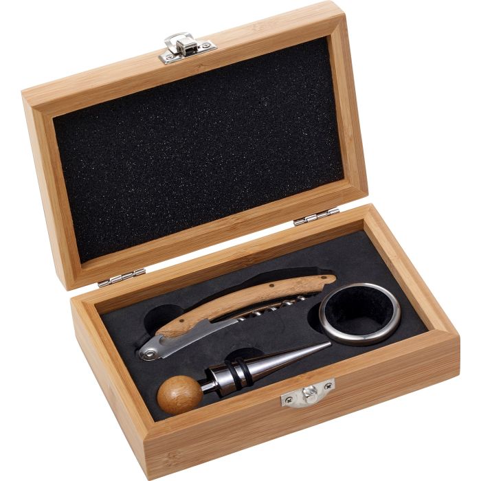 promotional Wine Accessory Set in Bamboo Gift Box promotional Wine Accessory Set in Bamboo Gift Box