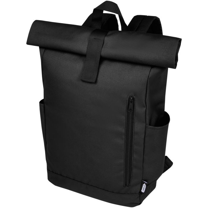 Branded Byron 15.6" GRS RPET Roll-Top Backpack 18L Branded Byron 15.6" GRS RPET Roll-Top Backpack 18L