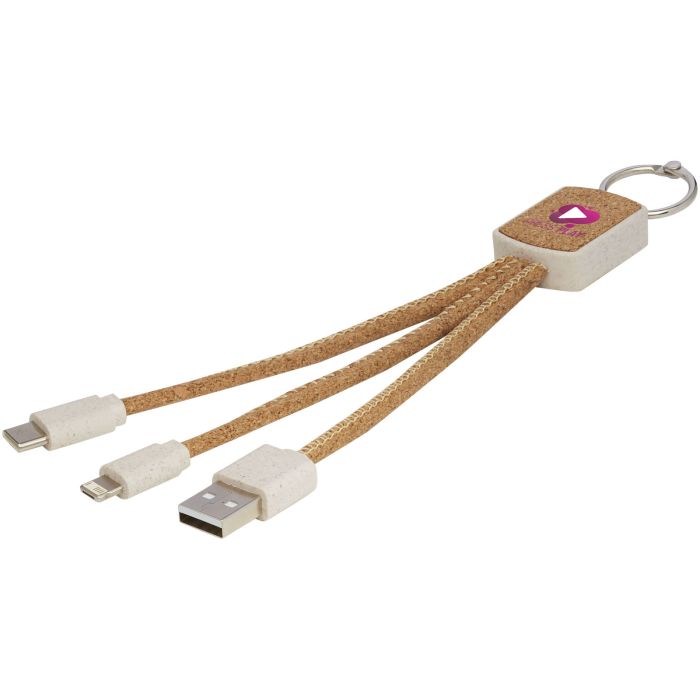 Bates Wheat Straw and Cork 3-in-1 Charging Cable Bates Wheat Straw and Cork 3-in-1 Charging Cable