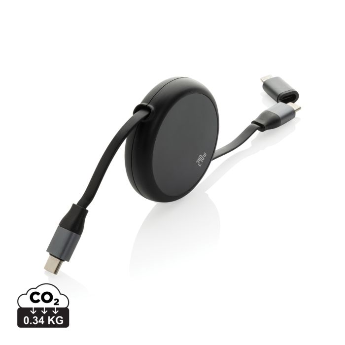 Promotional Terra RCS Recycled Aluminium Retractable 240W 2-in-1 Cable
