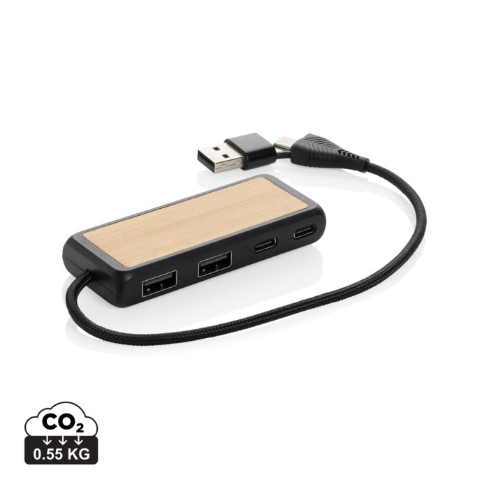 Link RCS Recycled Plastic And Bamboo Dual Input USB Hub Link RCS Recycled Plastic And Bamboo Dual Input USB Hub