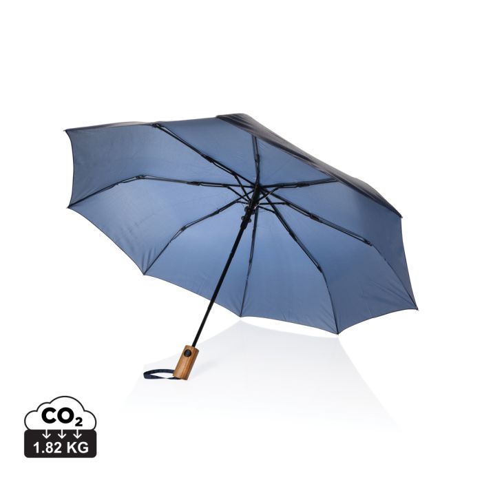 Kaycey 21" AWARE™ RPET Acacia Wood Mini Auto Open Umbrella