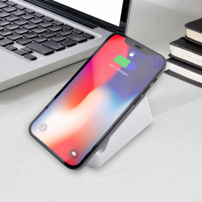 Bluetooth Speaker With Wireless Charger Stand Black white - 1 Bounce Creative Designs Bluetooth Speaker With Wireless Charger Stand Black white - 1 Bounce Creative Designs