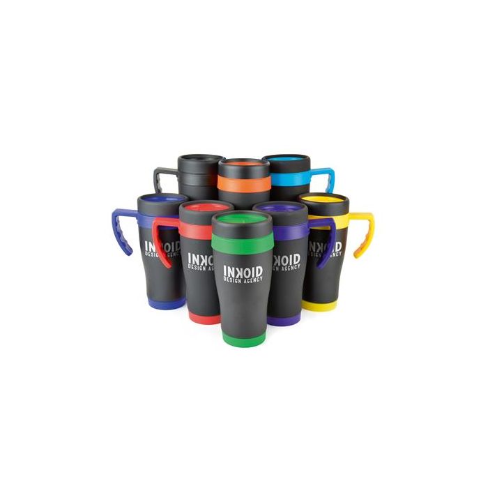 Promotional Oregon Black 400ml Travel Mug Promotional Oregon Black 400ml Travel Mug