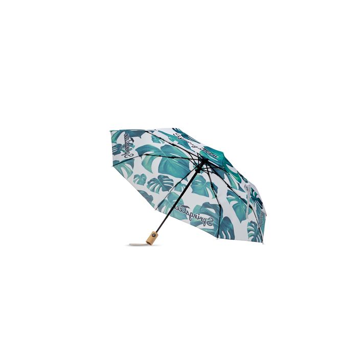 Bespoke Umbrella 21 3 fold umbrella with wooden handle Black - 1 Bounce Creative Designs