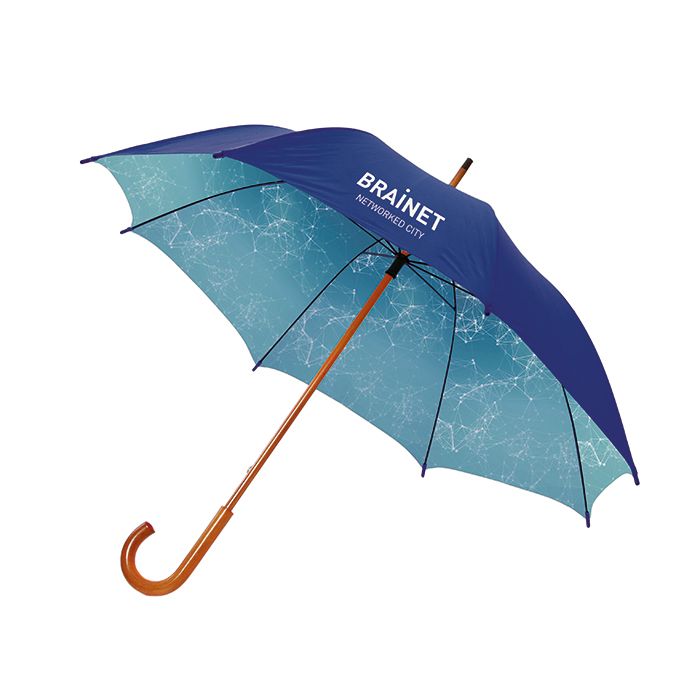 Bespoke Umbrella 23 with wooden shaft Black - 1 Bounce Creative Designs