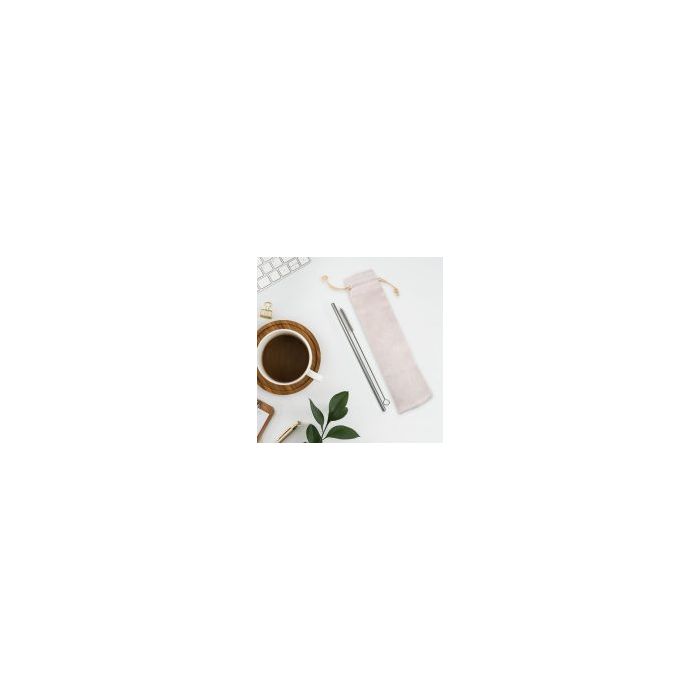 Reusable Metal Straw With Linen Pouch Multi - 1 Bounce Creative Designs Reusable Metal Straw With Linen Pouch Multi - 1 Bounce Creative Designs