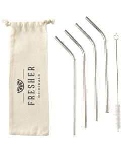 Stainless steel straw set