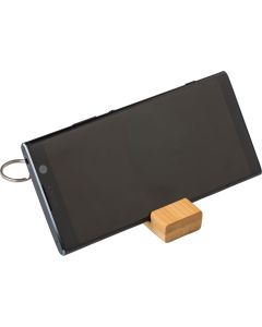 Bamboo key chain phone stand