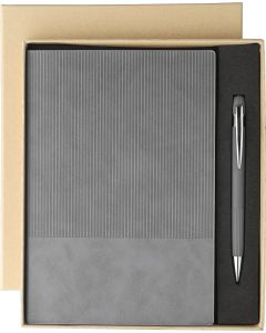 The Tarek - Recycled PU notebook with ballpen gift set (approx. A5)