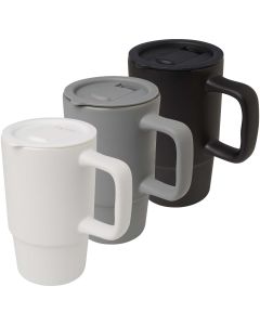 Carter 450 ml ceramic mug with plastic lid