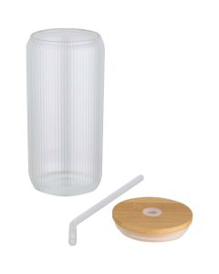 Mirage 500 ml single-walled borosilicate glass jar with bamboo lid