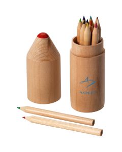 Colouring Pencils In Wooden Pencil Shaped Box 