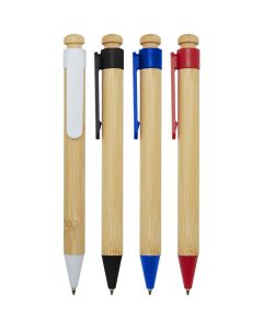 Rattan bamboo and recycled plastic ballpoint pen (black ink)