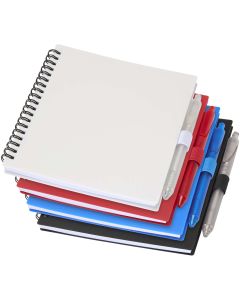 Niove recycled plastic soft cover notebook and ballpoint pen set (blue ink)