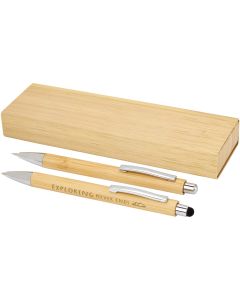 Oblys bamboo ballpoint pen and mechanical pencil set (black ink)