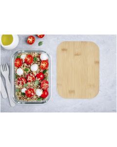 Roby 1000 ml glass lunch box with bamboo lid