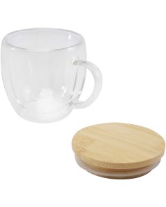 Lenora 250 ml glass cup with bamboo lid
