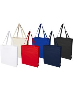 Madras 140 g/m² GRS recycled cotton gusset tote bag
