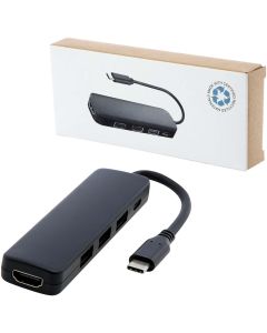 Loop RCS recycled plastic multimedia adapter USB 2.0-3.0 with HDMI port