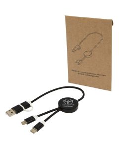 Alasia 5-in-1 recycled aluminium and plastic 30 cm data sync and 27W fast charge cable