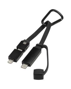 Algieba 65W 3-in-1 recycled aluminium charging cable with carabiner