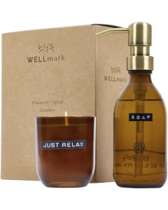 Wellmark Discovery 200 ml hand soap dispenser and 150 g scented candle set - bamboo fragrance