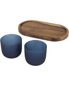 Male Wooden Serving Tray and Glass Cups Set