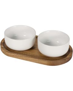 Noa Wooden Tray and Ceramic Serving Bowls Set