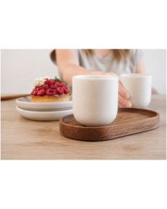Originalhome oval wooden tray and 150 ml ceramic mug set
