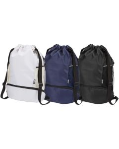 Nomad GRS recycled sports drawstring bag with bottom compartment 18L