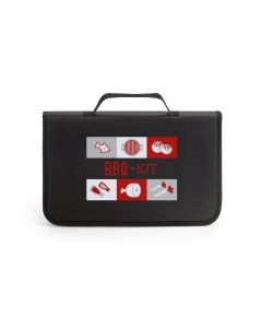FLARE. Five-piece wooden and stainless steel barbecue set with bamboo board