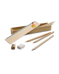 DOODLE. Wooden pencil box set with ruler