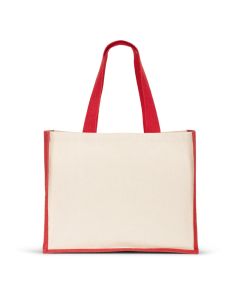 HELSINQUE COLOUR. Canvas bag (320 g/m²), with bottom and sides in laminated jute (350 g/m²) in colors