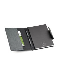 RUSSEL. PU and polyester fabric cover with A5 notebook with plain pages
