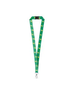 rPET sublimation lanyard with carabiner and safety lock. The customisation can be on both sides of the lanyard