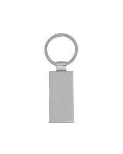Rectangular bamboo keyring with a metal casing. Supplied with a kraft paper box