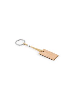 HOPPS. Rectangular bamboo keyring with PET cord