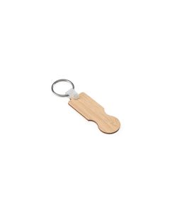SHOPZ. Bamboo key ring with coin-shaped end