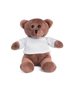 Teddy bear plush toy with t-shirt on. T-shirt customisable front and back. Ideal as a gift for the kids
