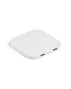 CAROLINE. Superfast 15W wireless charger with HUB 2 USB-A ports in recycled ABS (60% rABS)