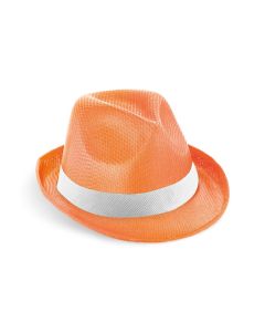 MANOLO POLI. Hat in PP with white polyester ribbon