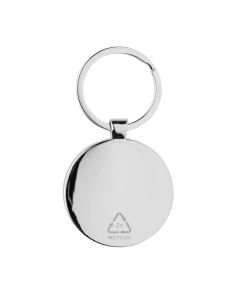 RCS recycled zinc alloy round keychain with bamboo